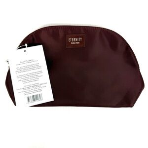 Calvin Klein Eternity Toiletry Pouch Burgundy Zippered Cosmetic Travel Bag New